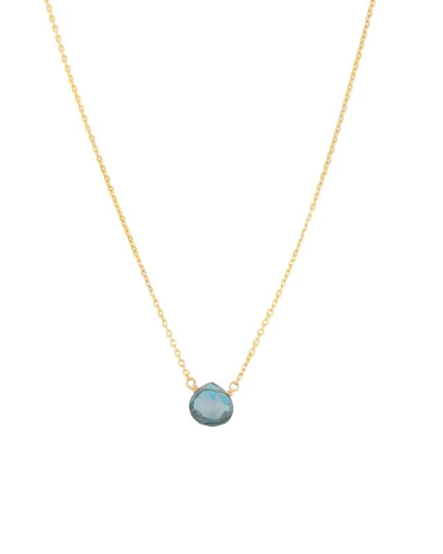London Blue Topaz Heart Cable Chain Necklace sold by Blue Ruby