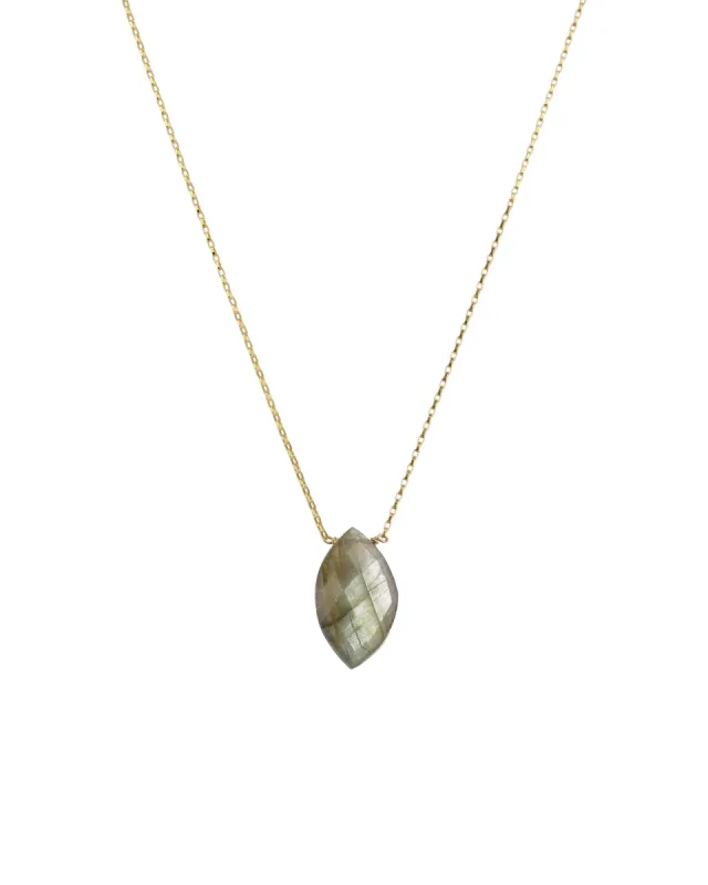 Labradorite Marquise Box Chain Necklace sold by Blue Ruby
