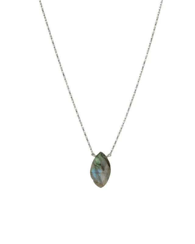 Labradorite Marquise Box Chain Necklace sold by Blue Ruby