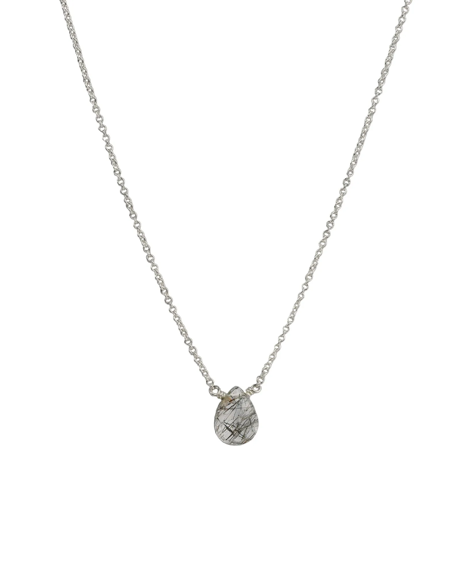 Rutilated Quartz Pear Cable Chain Necklace sold by Blue Ruby