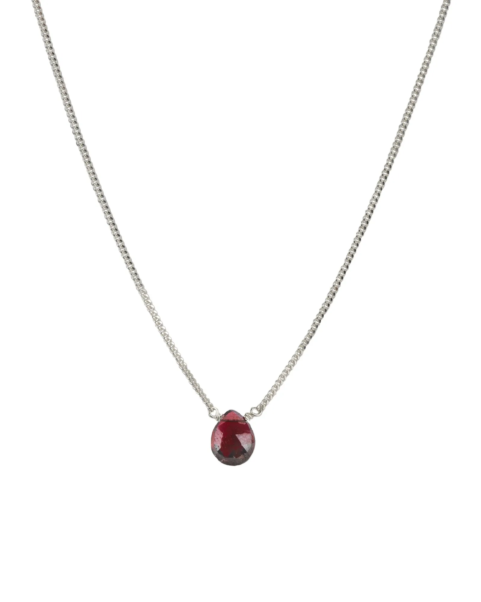 Garnet Pear Curb Chain Necklace sold by Blue Ruby
