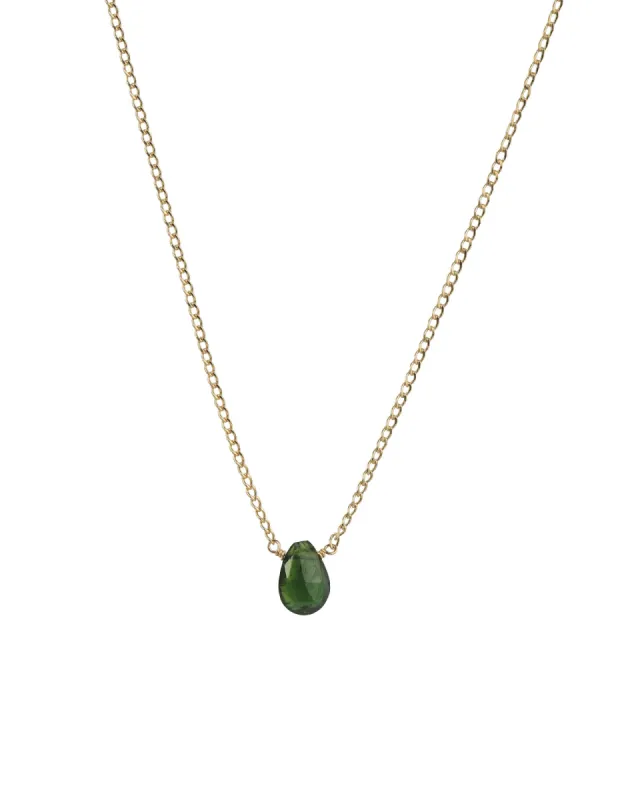 Green Tourmaline Pear Curb Chain Necklace sold by Blue Ruby