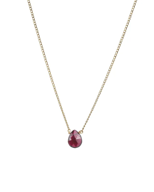 Garnet Pear Curb Chain Necklace sold by Blue Ruby