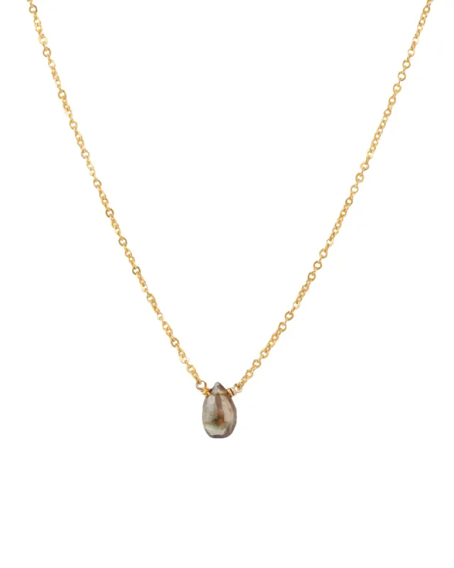 Small Smoky Topaz Pear Cable Chain Necklace sold by Blue Ruby
