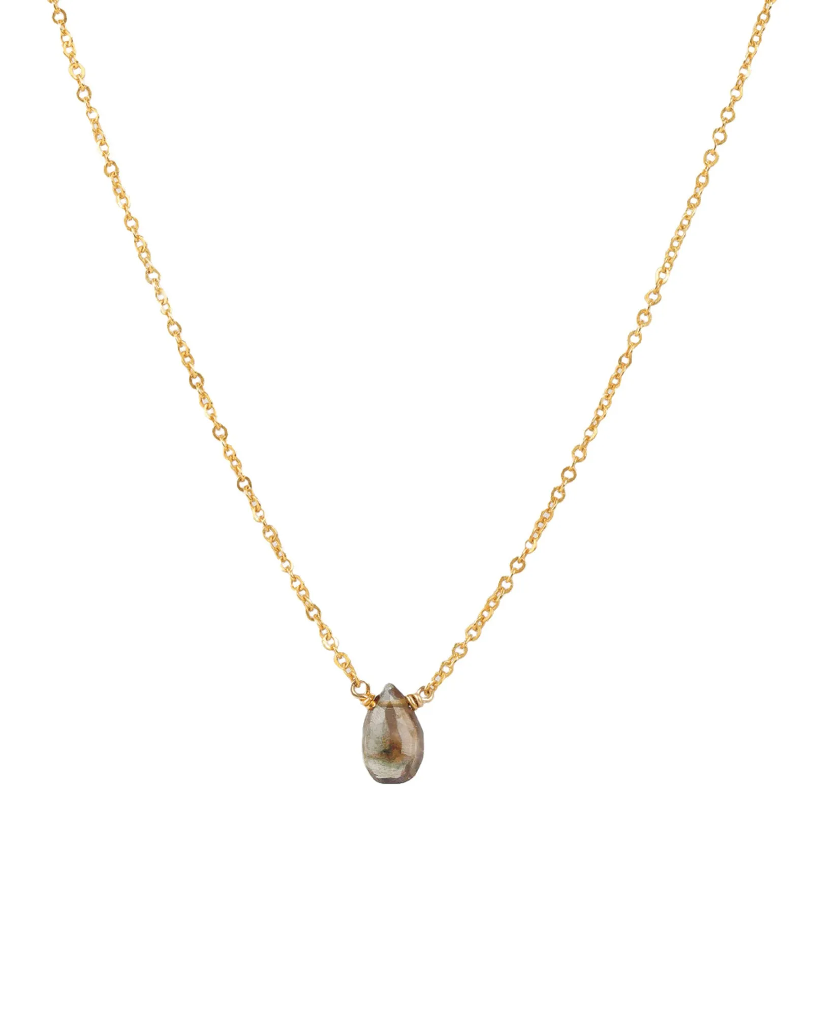 Small Smoky Topaz Pear Cable Chain Necklace sold by Blue Ruby