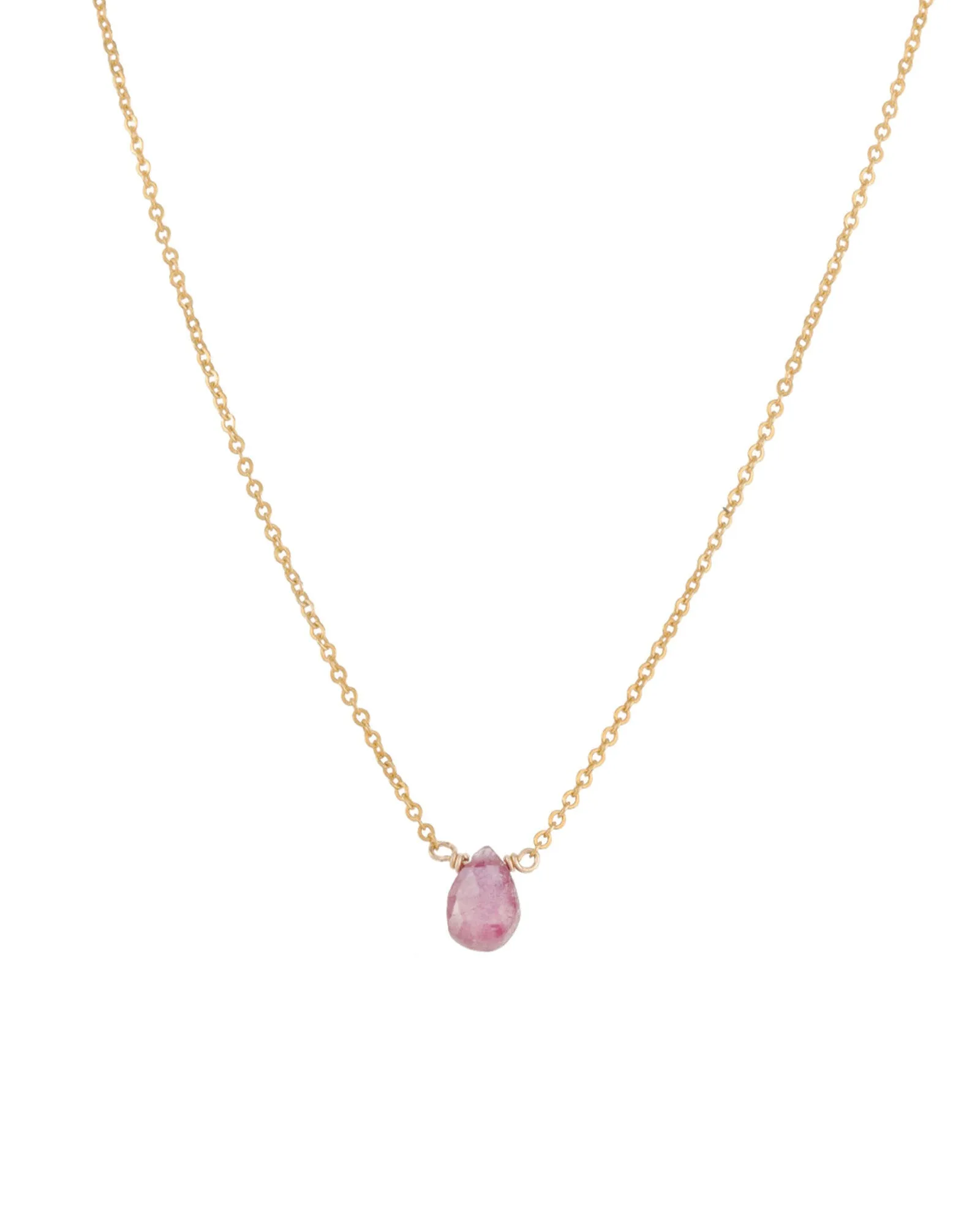 Pink Sapphire Pear Cable Chain Necklace sold by Blue Ruby