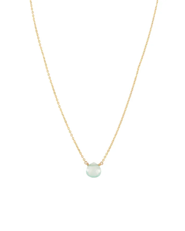 Aqua Chalcedony Heart Cable Chain Necklace sold by Blue Ruby