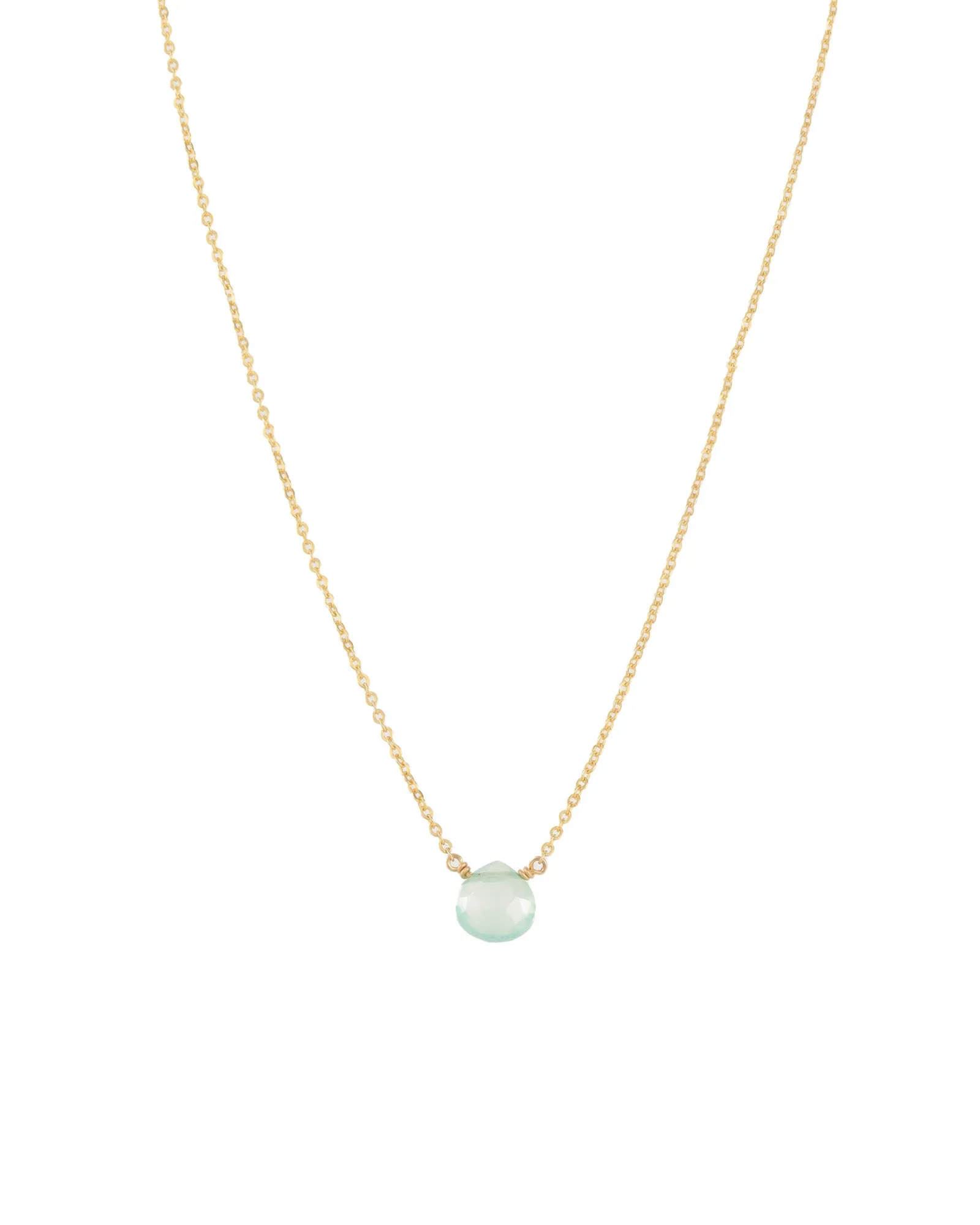 Aqua Chalcedony Heart Cable Chain Necklace sold by Blue Ruby
