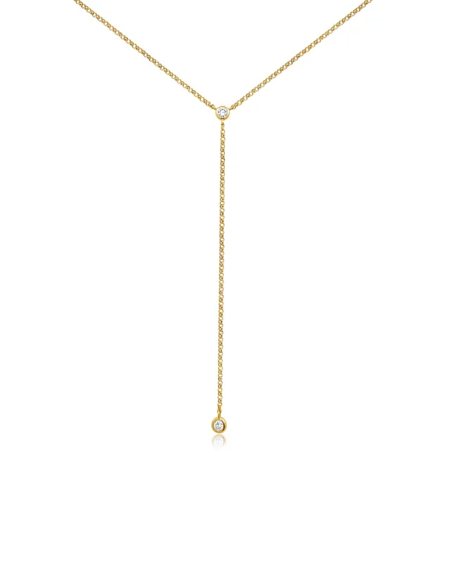 Bezel Diamond Ball Chain Lariat sold by Blue Ruby