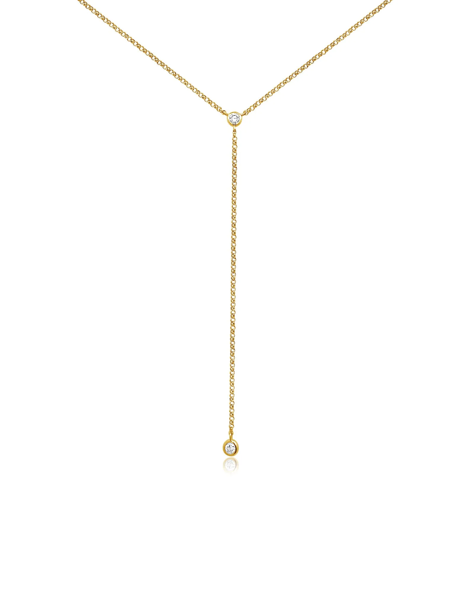 Bezel Diamond Ball Chain Lariat sold by Blue Ruby