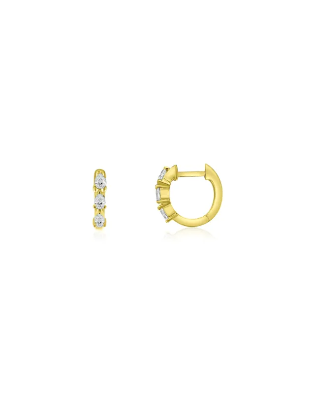 Triple Pear Diamond Huggies | 12mm sold by Blue Ruby