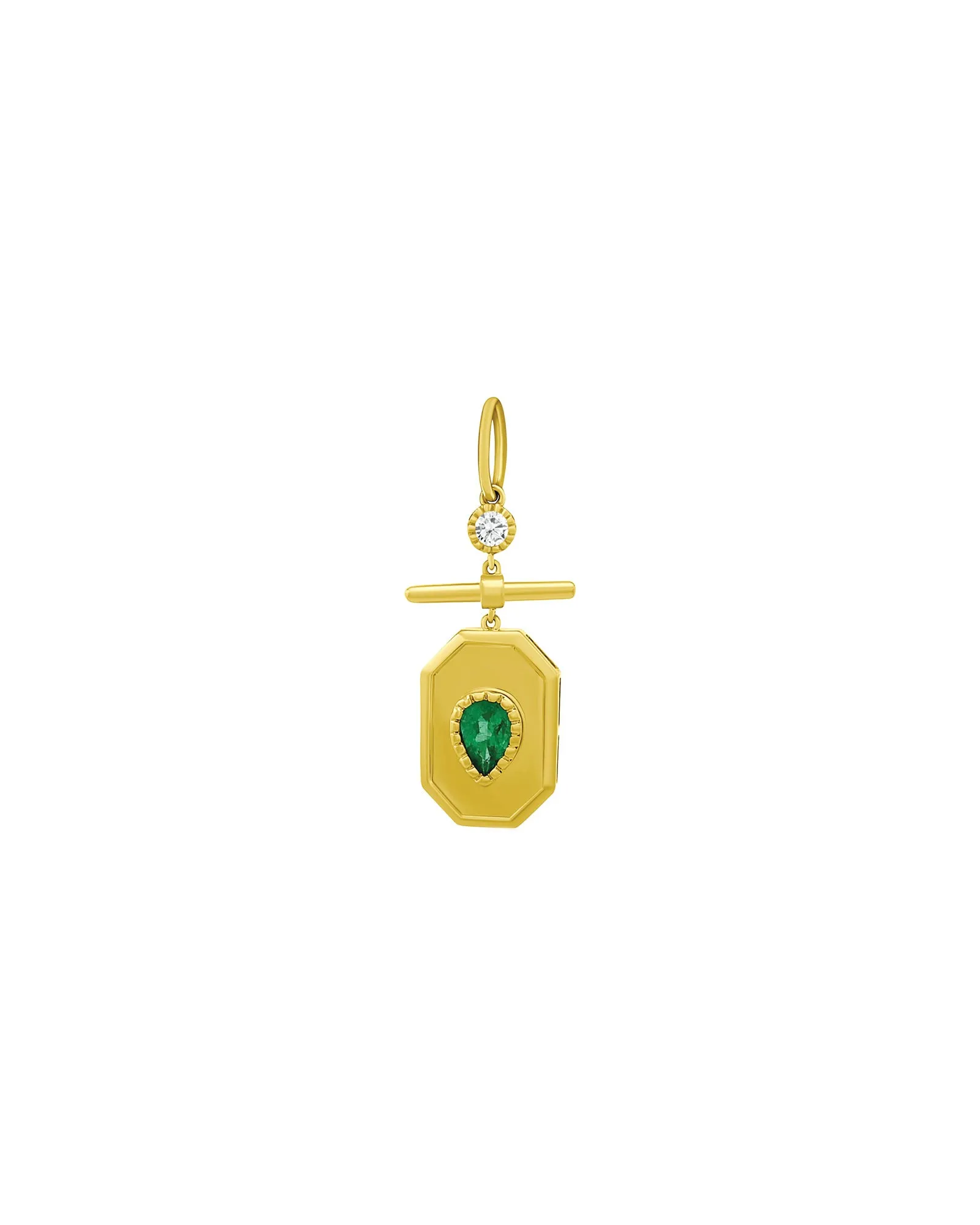 Teardrop Emerald Diamond Tag Charm sold by Blue Ruby