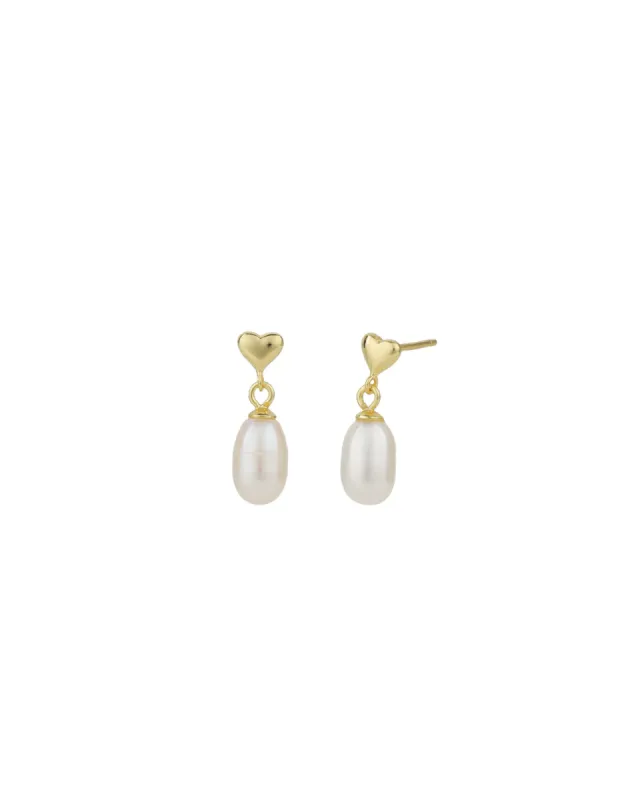 Heart Pearl Drop Studs sold by Blue Ruby