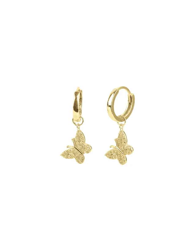 CZ Butterfly Drop Huggies | 13mm sold by Blue Ruby