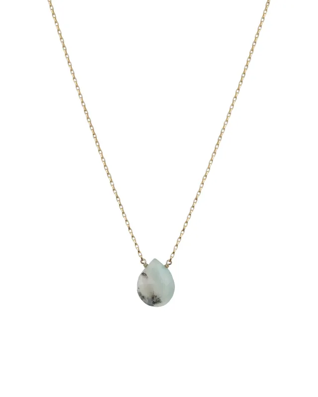 Green Opal Pear Box Chain Necklace sold by Blue Ruby