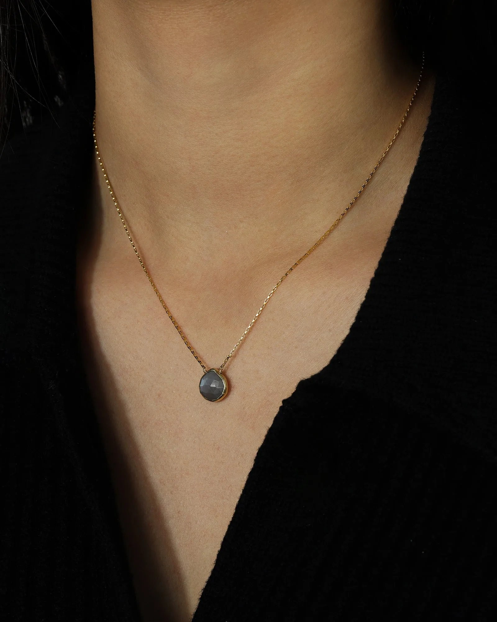 Heart Bezel Stone Box Chain Necklace sold by Blue Ruby product image thumbnail 2