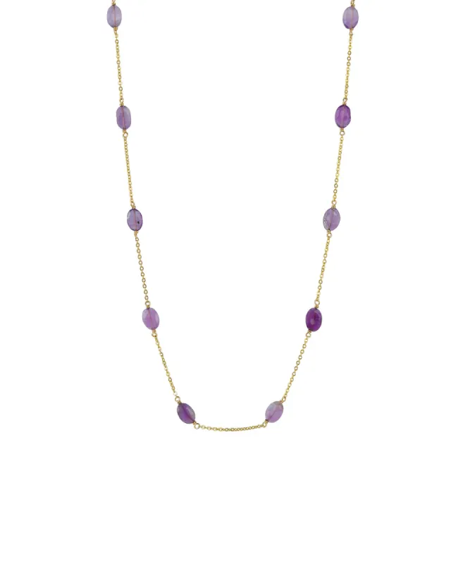 12 Station Oval Stone Necklace sold by Blue Ruby