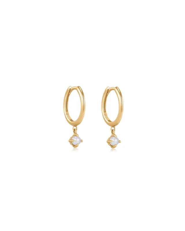 Pearl Drop Huggies | 10mm sold by Blue Ruby