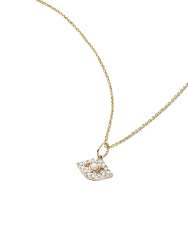 Evil Eye Pearl + CZ Necklace sold by Blue Ruby