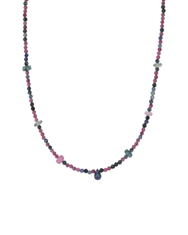 Pink + Purple Mix Stone Necklace | 2.5mm sold by Blue Ruby