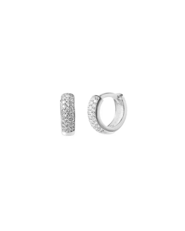 Three Row Pavé Huggies | 12mm sold by Blue Ruby