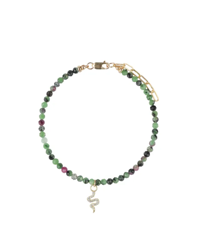 Snake Charm Ruby Zoisite Bracelet | 2.5-3mm sold by Blue Ruby