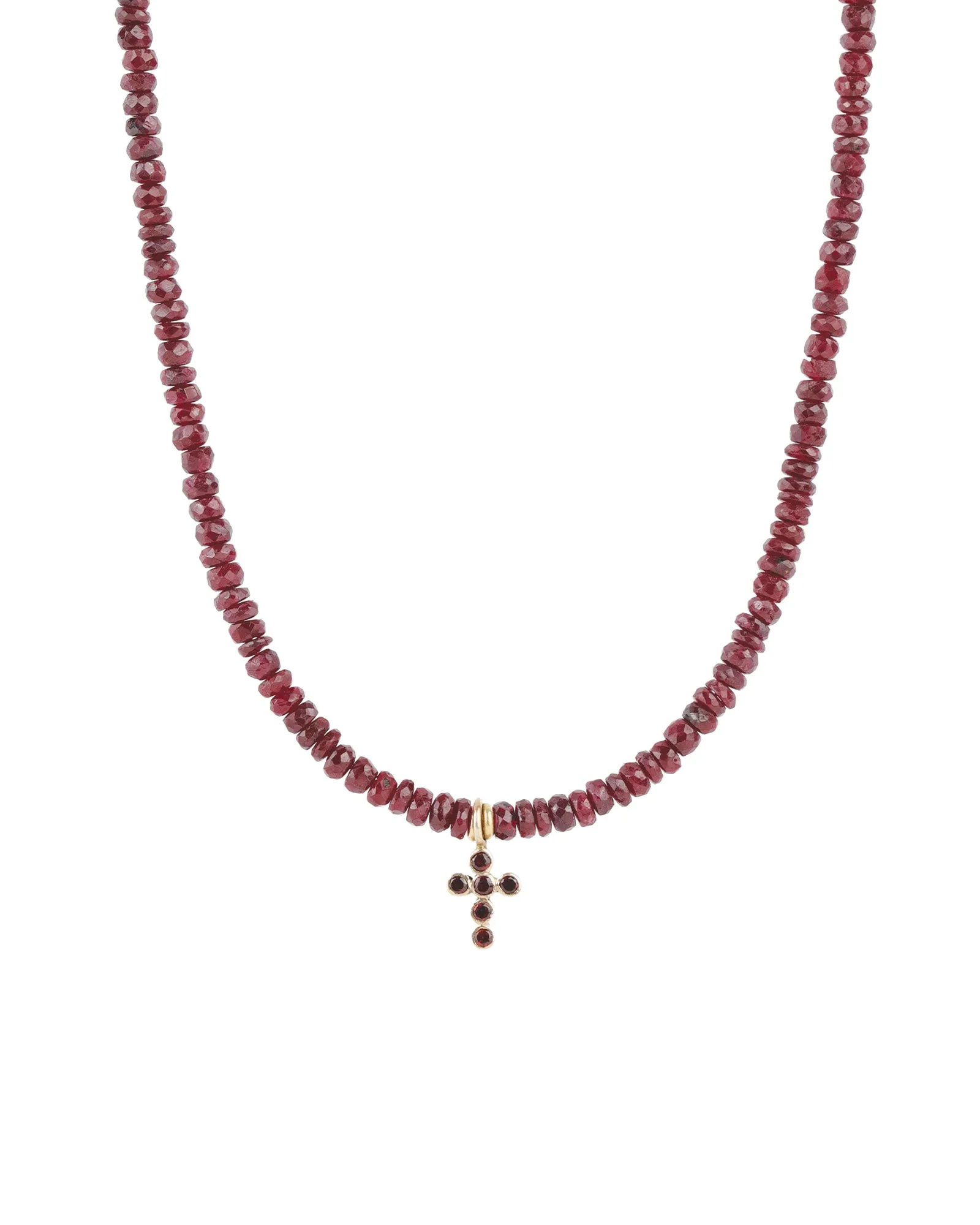 Gradual Ruby Cross Necklace | 3mm - 5mm sold by Blue Ruby