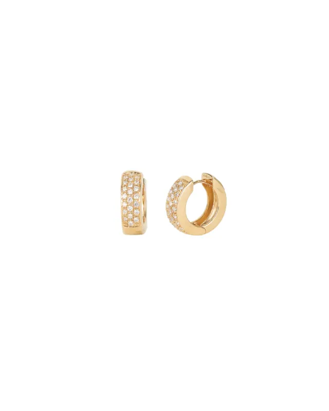 Three Row Pavé Huggies | 15mm sold by Blue Ruby
