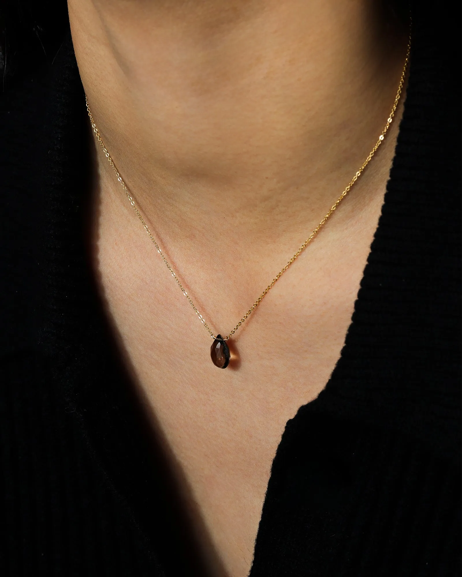 Smoky Topaz Pear Cable Chain Necklace sold by Blue Ruby product image thumbnail 2