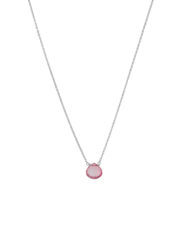 Pink Topaz Heart Cable Chain Necklace sold by Blue Ruby