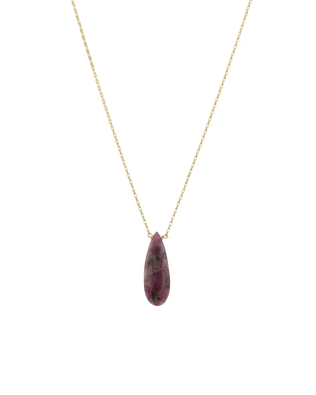 Ruby Zoisite Pear Box Chain Necklace sold by Blue Ruby