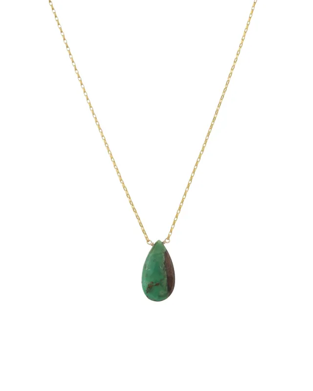 Chrysoprase Pear Box Chain Necklace sold by Blue Ruby