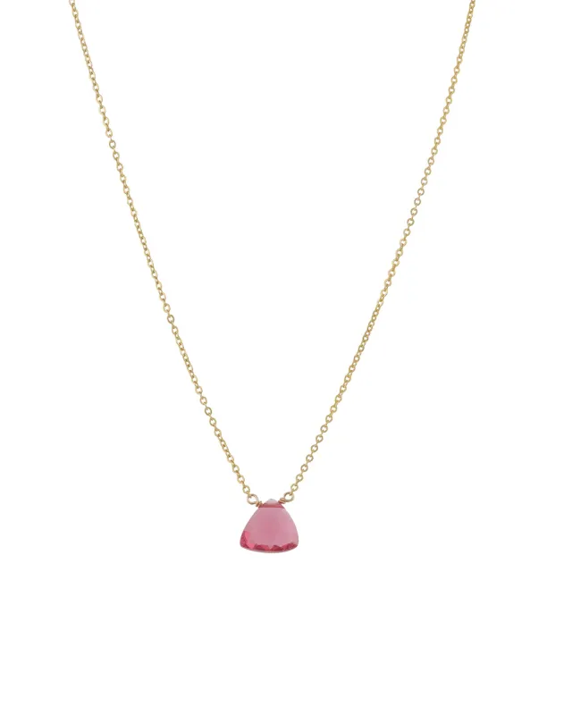 Pink Quartz Trillion Cable Chain Necklace sold by Blue Ruby