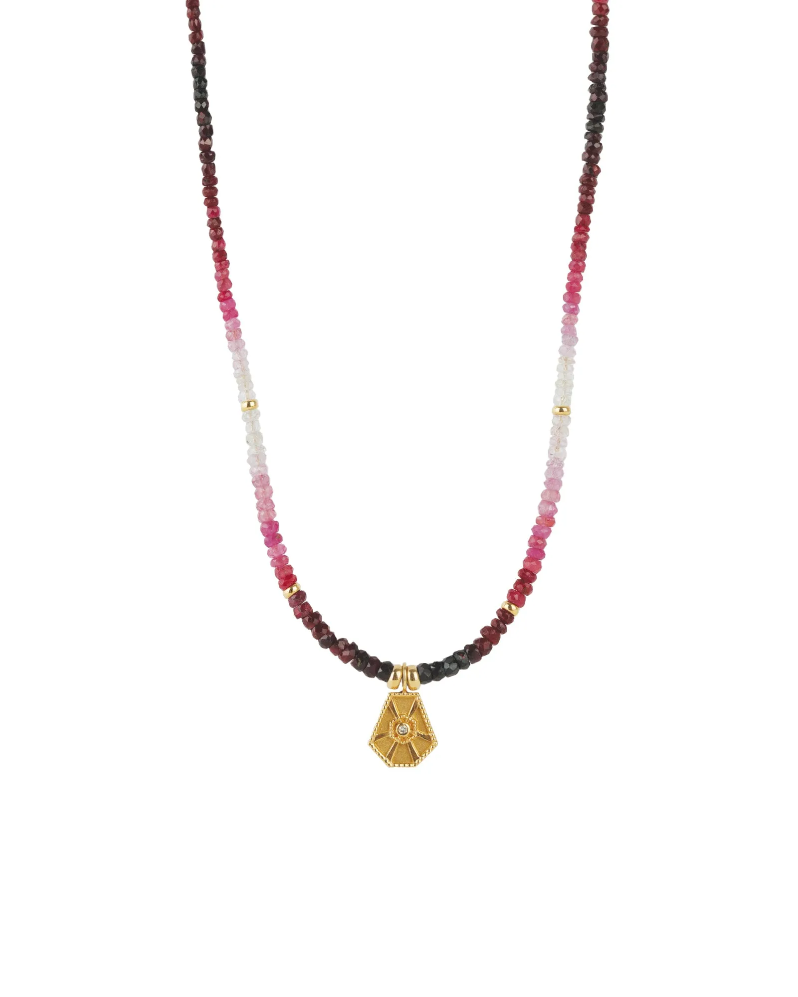 Ruby Beaded Charm Necklace sold by Blue Ruby