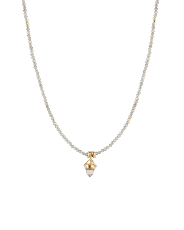 Mystic Labradorite + Quartz Charm Necklace sold by Blue Ruby