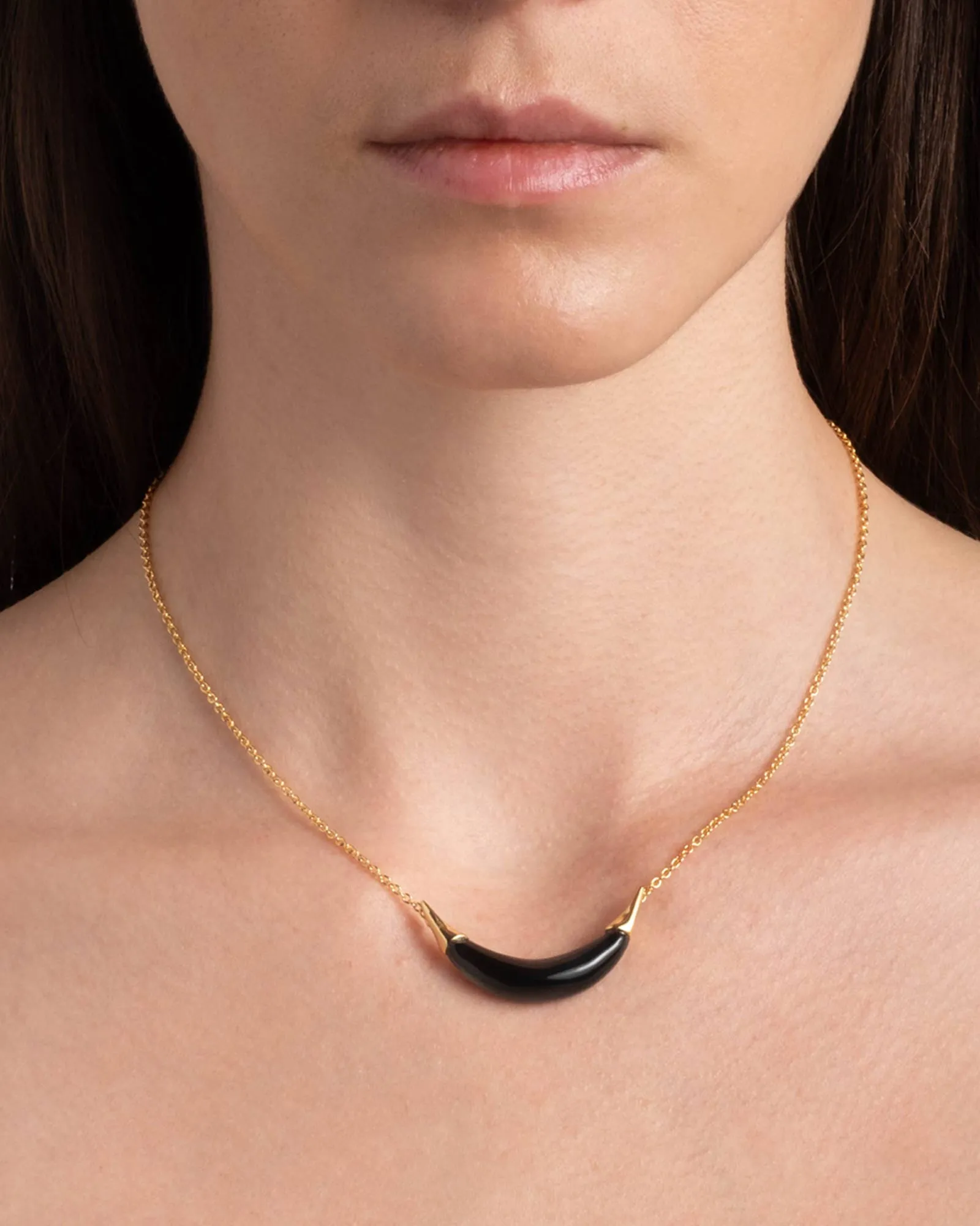 Gold Capped Crescent Lucite Necklace sold by Blue Ruby product image thumbnail 2