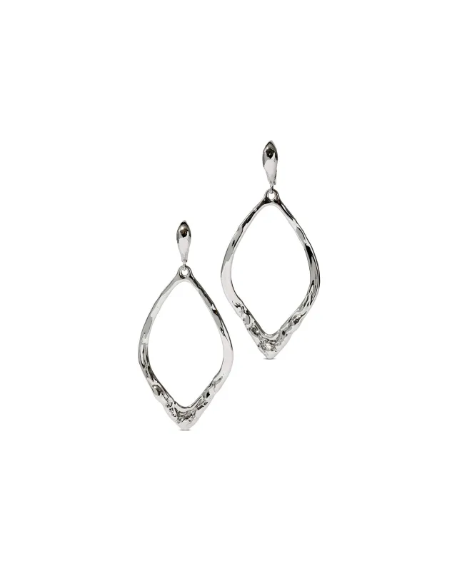 Brut Silver Open Oval Leverback Earrings made by Alexis Bittar