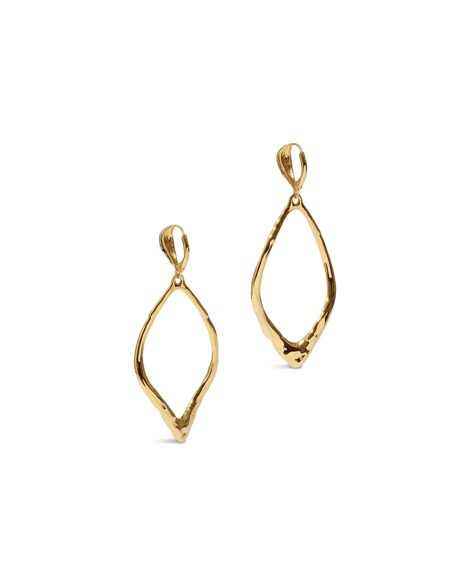 Brut Gold Open Oval Leverback Earrings sold by Blue Ruby product image thumbnail 3
