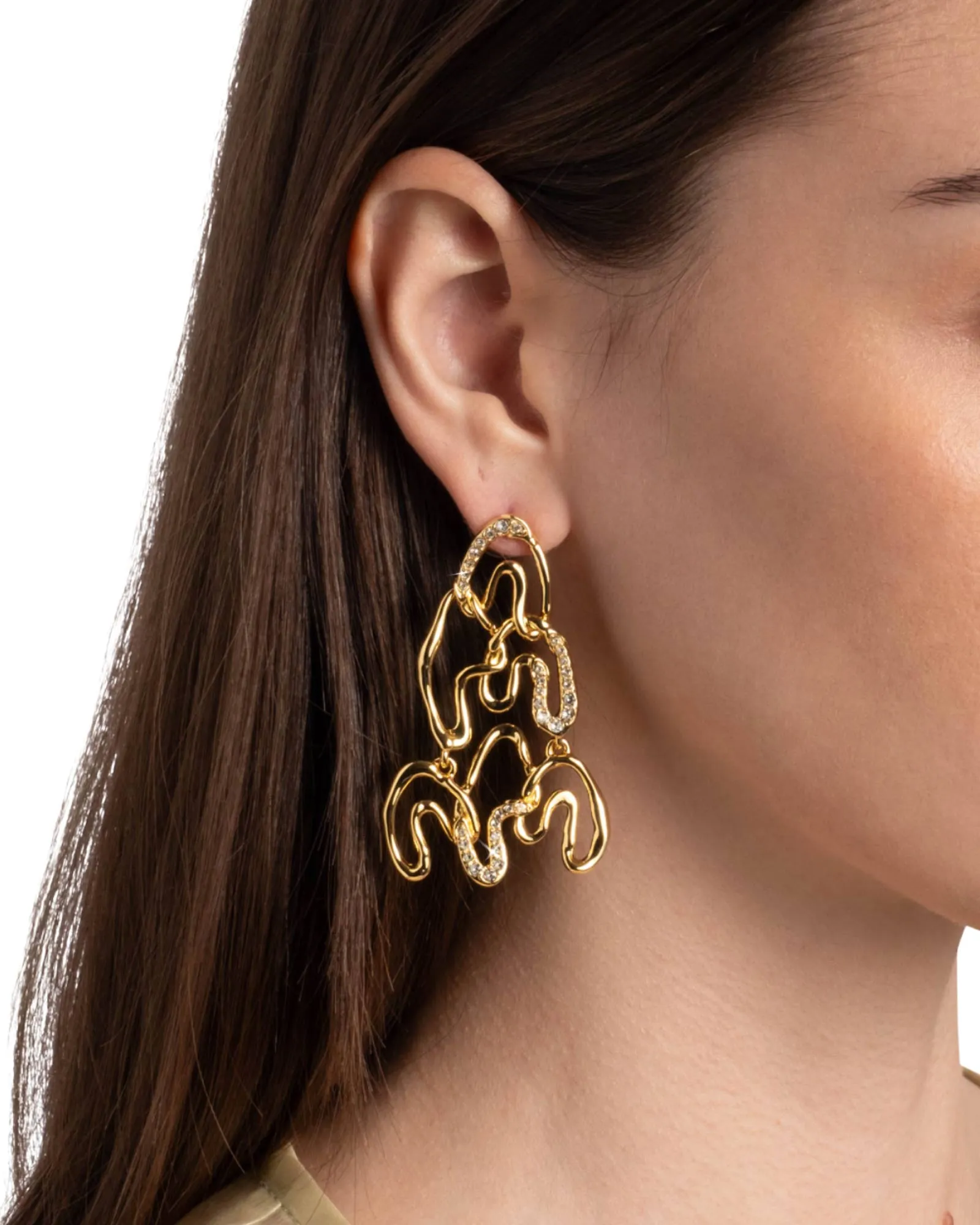 Solanales Gold Crystal Chandelier Earrings sold by Blue Ruby product image thumbnail 2