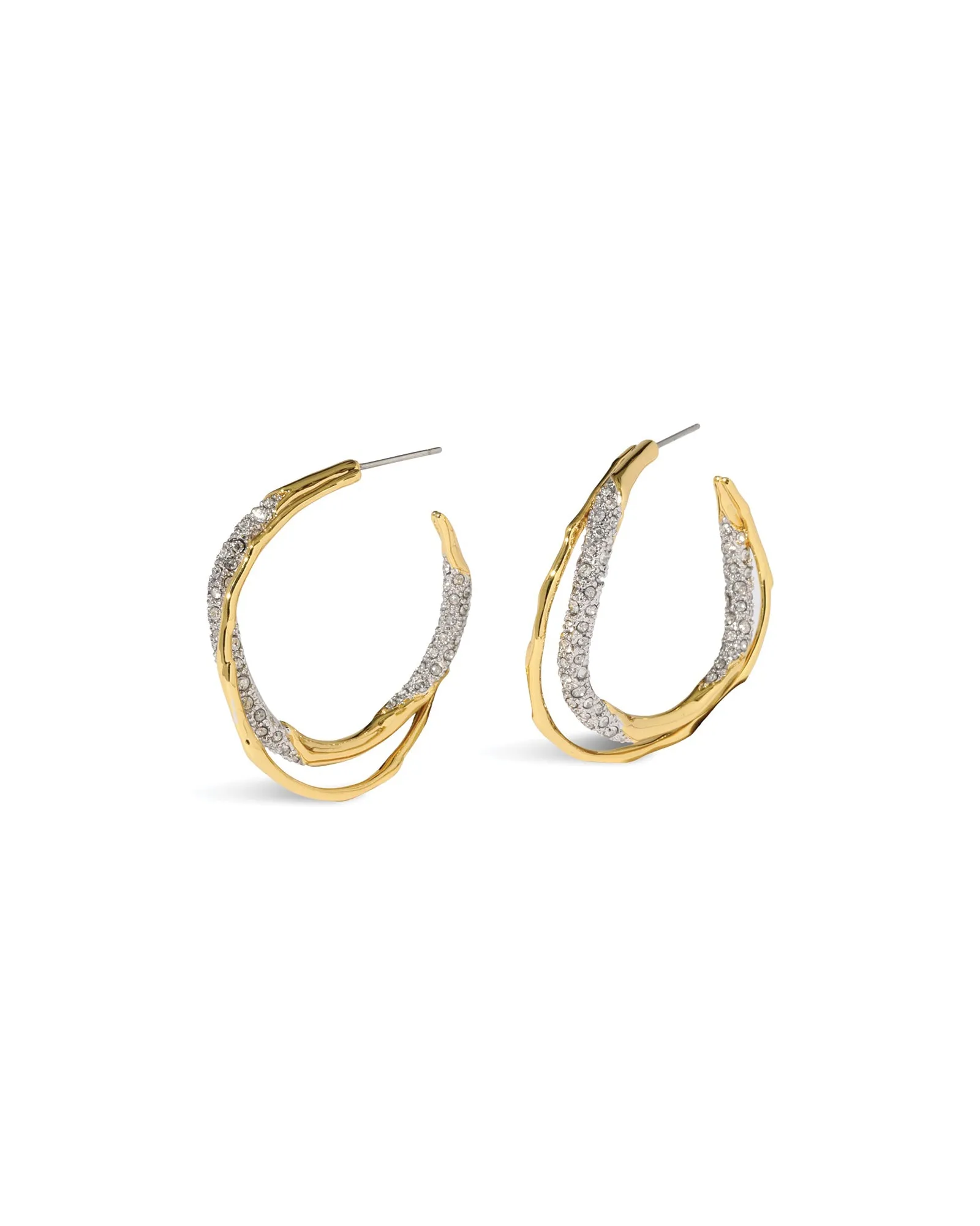 Solanales Gold Crystal Twist Hoop Earrings sold by Blue Ruby