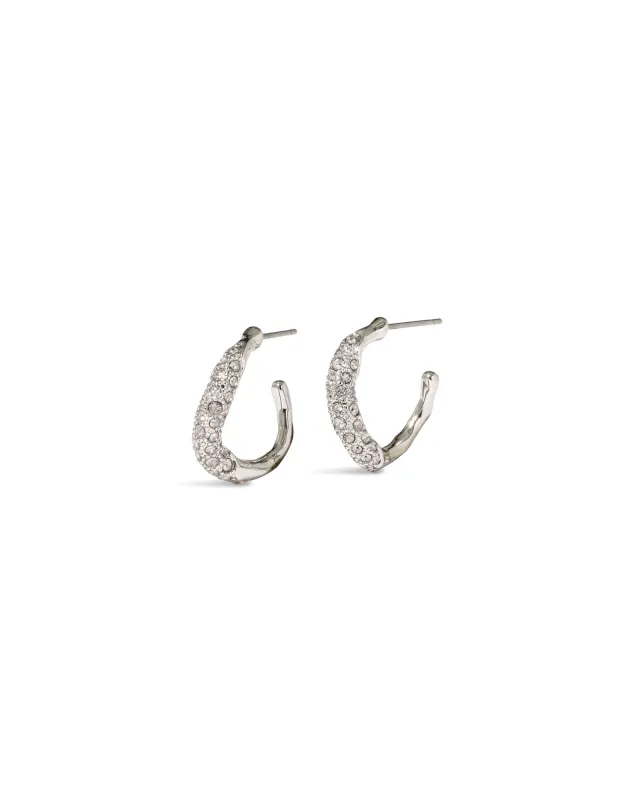 Solanales Silver Crystal Twist Mini Hoop Earrings sold by Blue Ruby