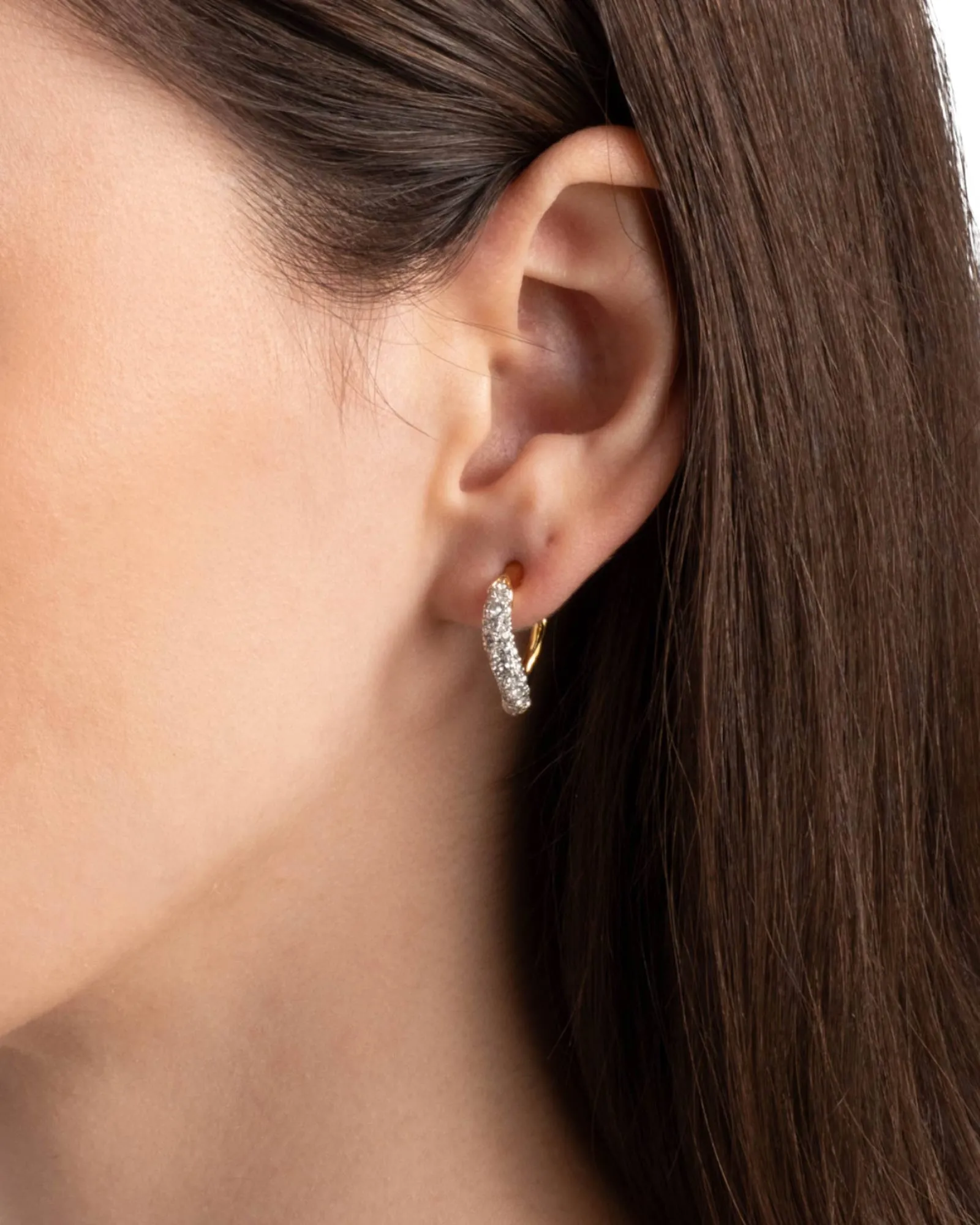 Solanales Gold Crystal Twist Mini Hoop Earrings sold by Blue Ruby product image thumbnail 2