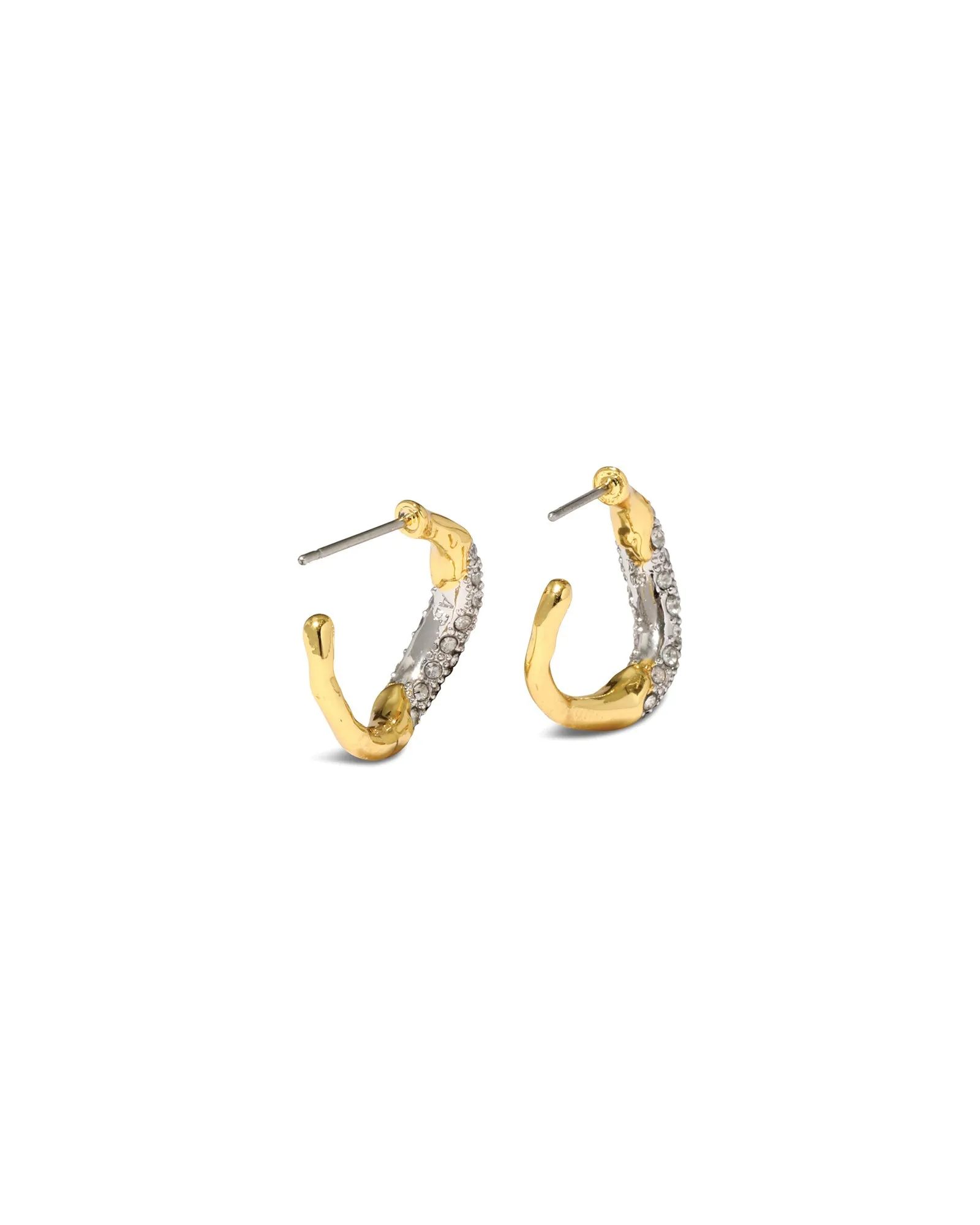 Solanales Gold Crystal Twist Mini Hoop Earrings sold by Blue Ruby product image thumbnail 3