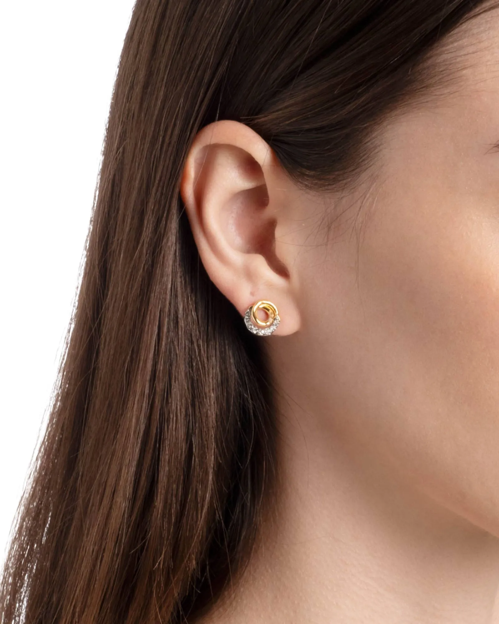 Solanales Gold Crystal Spiral Stud Earrings sold by Blue Ruby product image thumbnail 2