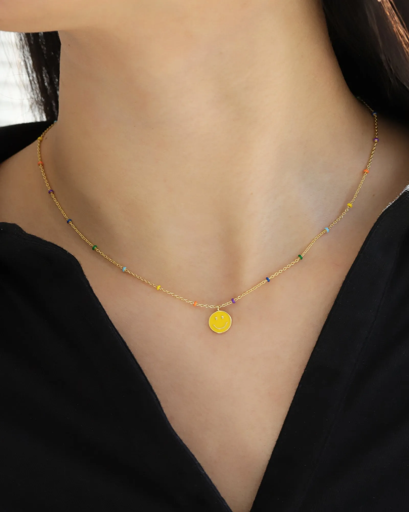 Smiley Face Enamel Chain Necklace sold by Blue Ruby product image thumbnail 2