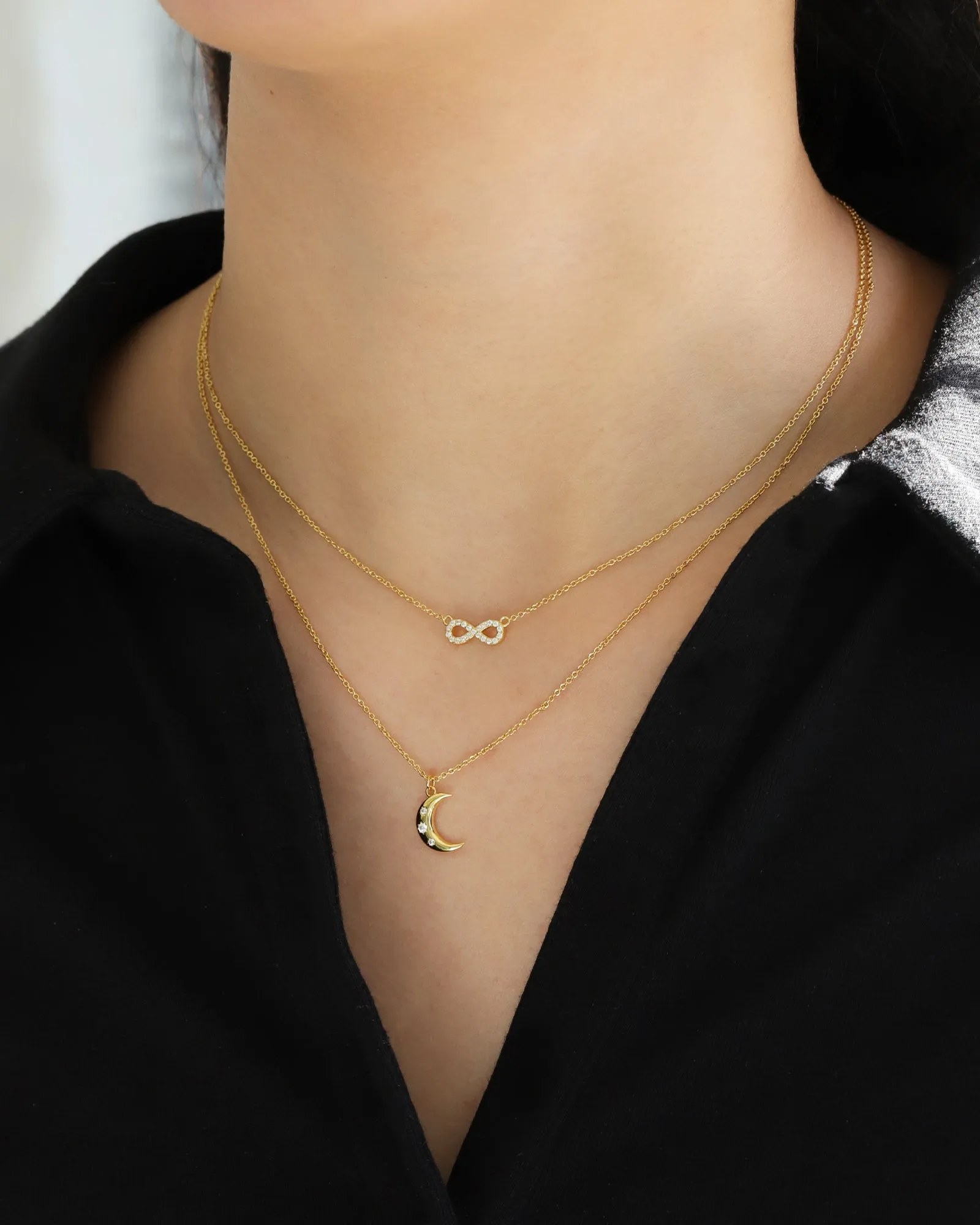 Crescent Moon Three CZ Necklace sold by Blue Ruby product image thumbnail 2