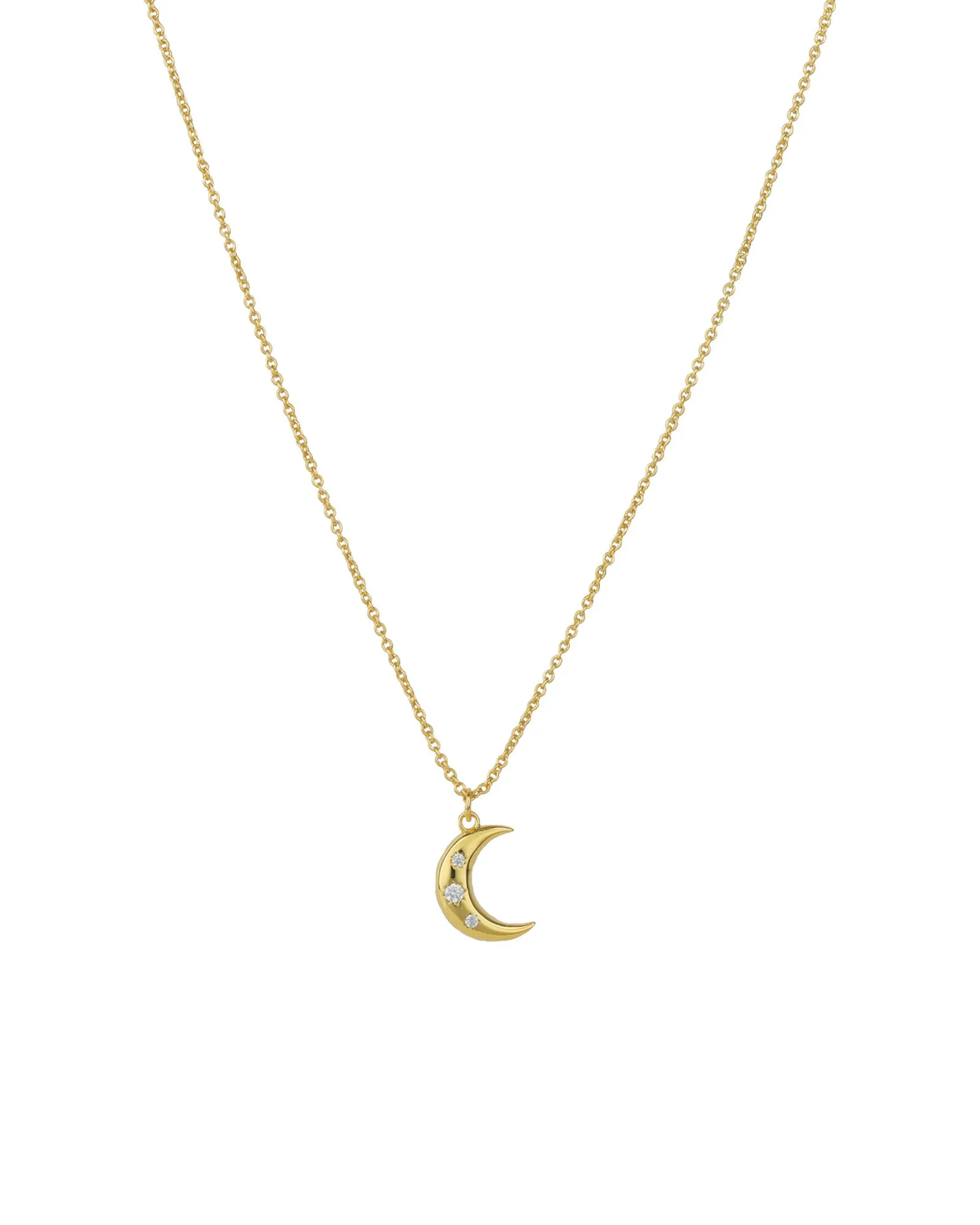 Crescent Moon Three CZ Necklace sold by Blue Ruby