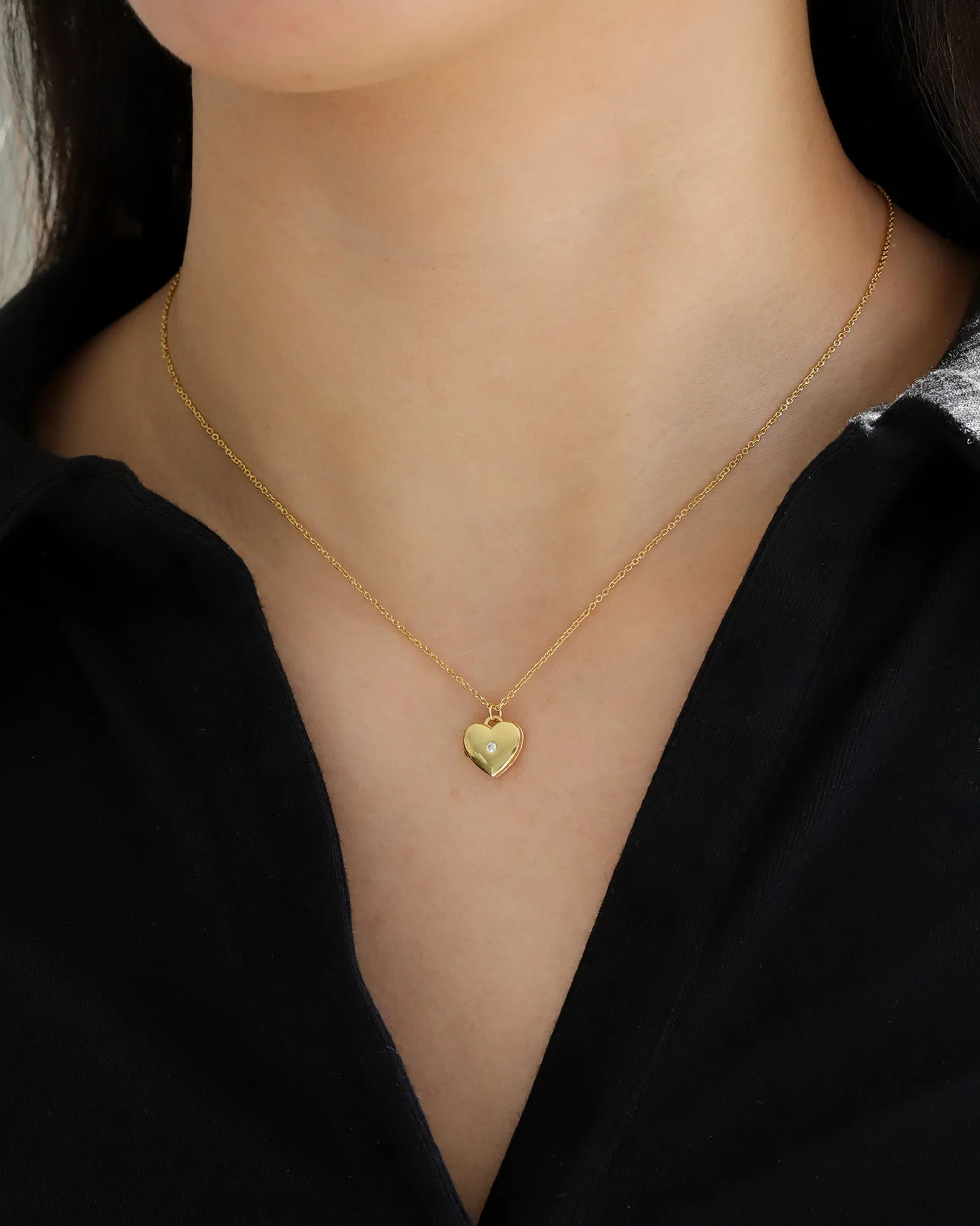 Flat Heart Single CZ Locket sold by Blue Ruby product image thumbnail 2