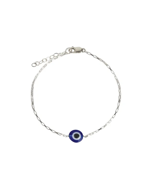 Evil Eye Rectangular Rolo Chain Bracelet sold by Blue Ruby