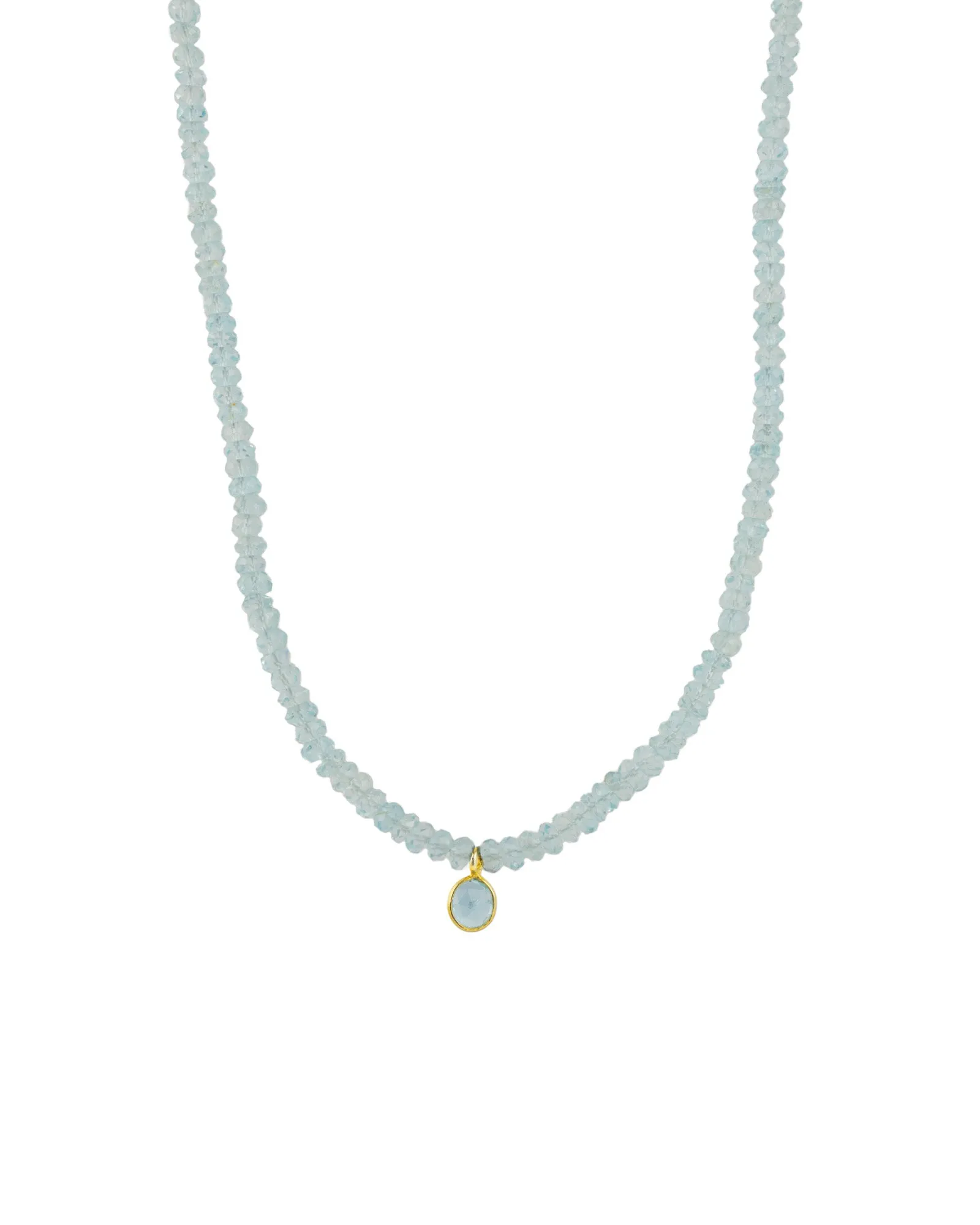 Aquamarine Bezel Drop Stone Necklace | 4.5mm sold by Blue Ruby